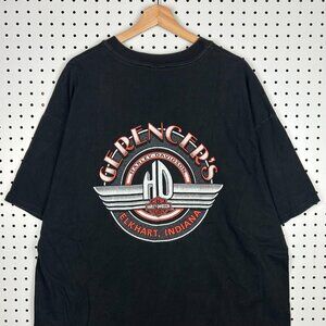 Harley Davidson Motorcycle Biker T Shirt XXL‎ 2XL Black Pocket Elkhart Indiana